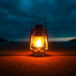 lighted kerosene lantern -